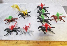 vintage 1960s set of 10 Cowboys  Native Americans on Horseback plastic toys