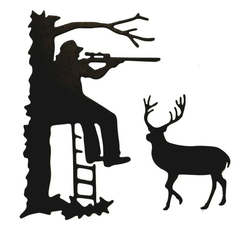 8 Hunter In Tree Stand Ready To Shoot Big Buck Silhouette Die Cut Cuts Clipart Ebay