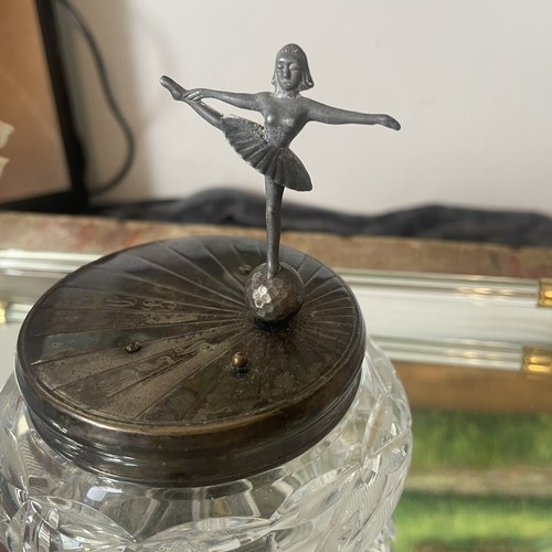 Vintage Reuge Music Trinket Box Ballerina Silver Played Crystal Glass - Picture 6 of 10