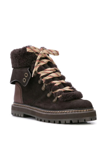 $495 SEE BY CHLOE WOMEN'S ANKLE SNOW COMBAT BOOTS EILEEN LACE-UP SUEDE IT 40 - Picture 2 of 21