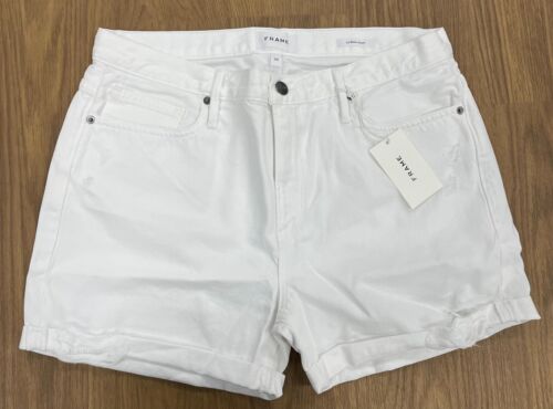 NWT Frame Denim $ 210 Le Beau Short Cuff In Blanc Elsey Size: 25 - Picture 2 of 4