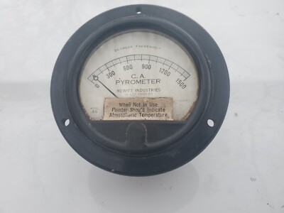 Old Pyrometer Vintage Hewitt C. A. Pyrometer 1500 Degree 3 1/2 Inch Diameter Old Los ...