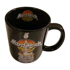 HARD ROCK CAFE 2000 EVOLUTION OF ROCK Large Black Coffee Mug CAYMAN ISLANDS