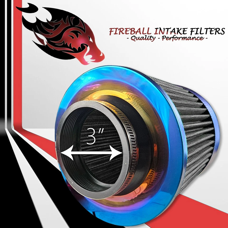 3" Reusable High Flow Performance Cold Air Intake Filter Kit Black For Dodge - Image 3 of 4