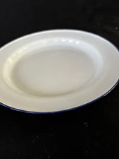 Ker Sweden Enamelware 8.5” Plate-White & Cobalt Blue Rim