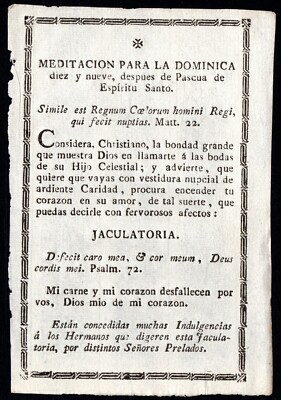 RELIGIOUS PAPER MEDITATION FOR NINETEEN WEEK AFTER EASTER 17-18th ctry 150x100mm