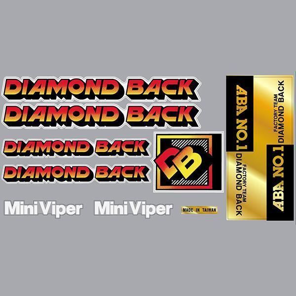 1984 Diamond Back - MINI VIPER decal set - RED YELLOW - on WHITE