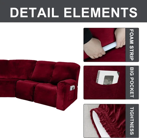 Anbausofabezug 5-Sitzer Ecksofa Couch Schonbezug Stretch Möbelbezug - Bild 44 von 134