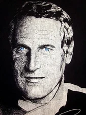 PAUL NEWMAN lrg T shirt Sports Car Club racing headshot tee Blue Eyes 1993 icon