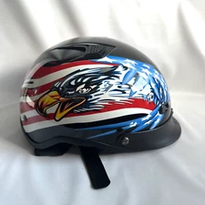 Rodia DOT RHD 200V Helmet American Eagle USA Flag Black Small 55-56