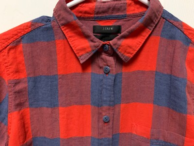 J Crew shirt size 10 blue/red Buffalo check long sleeve Boy Fit mint condition