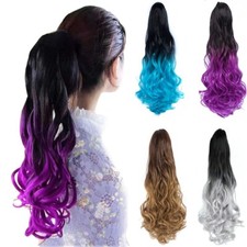 24'' 60cm Synthetic Curly Wave Ponytail Ombre Claw in Hair Extensions 130g 1Pack