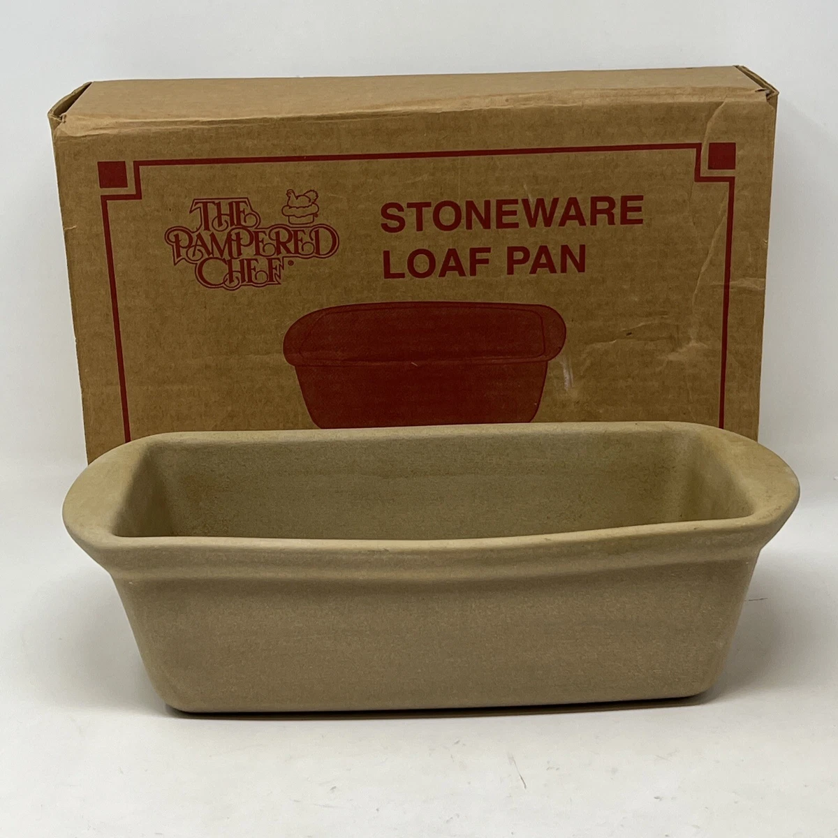 Vintage Pampered Chef Stoneware Meat Loaf Bread Pan Original Box 1417