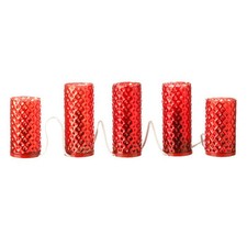RAZ Imports 5 Lighted/Electric Pillar Red Flameless Candle Strand Luminara Style