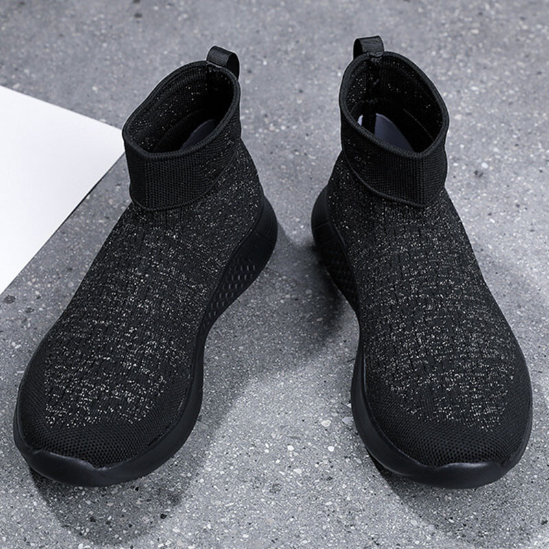 Ladies Sock Boots Knit Upper Casual Shoe Women Slip On Work Lightweight