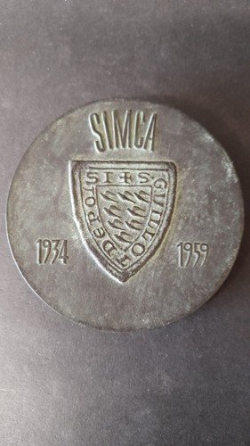 Distintivo fermacarte medaglione auto Simca commemorativo 25° anniversario moneta bronzo - Foto 3 di 6