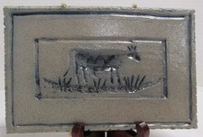 ROWE Pottery Salt Glazed COW Trivet- Tile- Large Wall Trivet Wall Plaque  1990