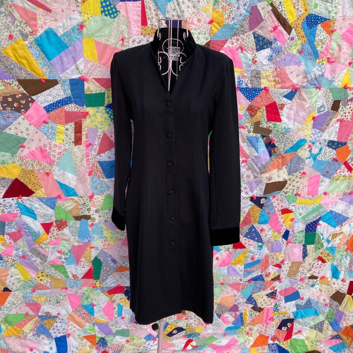 Laura Ashley vintage dress 1980s black |S-M| long sleeve cottage western