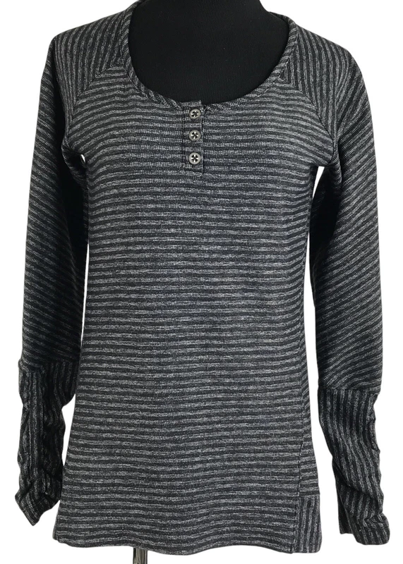 outdoor-research striped long sleeve thumbhole ruched shirt
