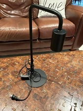 Industrial Desk Lamp Black Metal Arm And Base Minimalist Design 