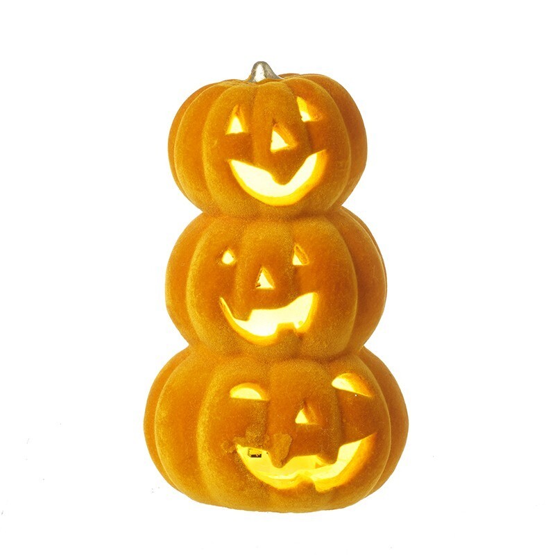Halloween Light Up Ceramic Pumpkin Stack Ornament Party Decoration Battery