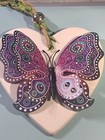 Butterfly on Ceramic Heart Gems 3d 10cm hanging decoration sign plaque gift BF2