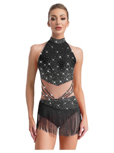 Women Adult Ballet Dance Dress Lyrical tassel Leotard Skating Costume Dancewear - Picture 46 of 62