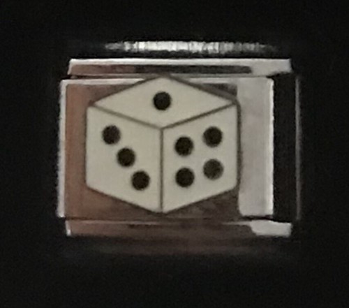 White Dice Wholesale Italian Charm Enamel Link 9MM K15