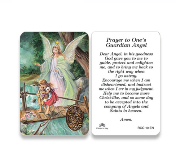 Prayer to One's Guardian Angel - Plastic stock Holy Card