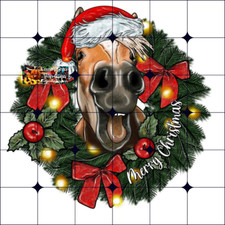 Sublimation Print Christmas Horse Wreath Ready to Press Heat Transfer