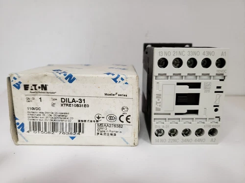 EATON DILA-31 XTRE10B31E0 CONTACTOR RELAY 110VDC 4 POLE 3NO/1NC NIB