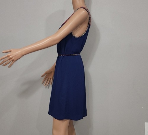 ANTHROPOLOGIE ESLEY Blue Sleeveless Colourful Knit Neckline A-Line Dress Size M - Picture 7 of 10
