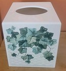 Ivy Arbor Vintage Tissue Box Cover Andre Richard White & Green Plastic Cottage