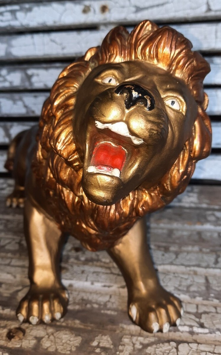 Vintage Universal Statuary Corp Chicago 1960 Gold Roaring Lion Lrg