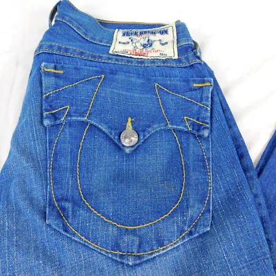 トゥルーレリジョン True Religion Men Blue Denim Jean Straight 33 W 35 L 32 | eBay
