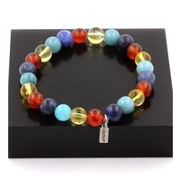 Steine Und Mineralien. Armband Perlen Sodalith + Aquamarin + Rote Achat + Ci