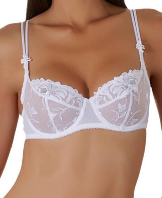 Aubade, 34E, Ref:YA15, 3/4 cup bra, unpadded, white, BNWT