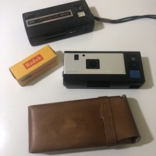 Vintage Kodak Tele Instamatic 608 Black 110 Film Camera Untested 40 LOT w/Case