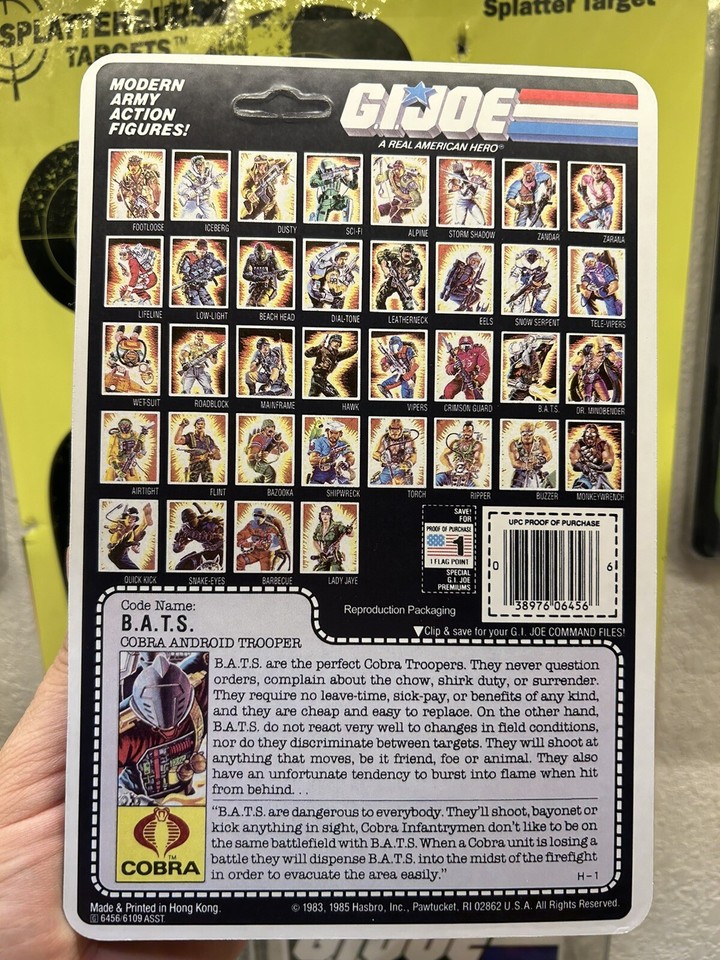1986 GI JOE B.A.T.S. Replacement CHEST PIECE plate sticker COBRA bat