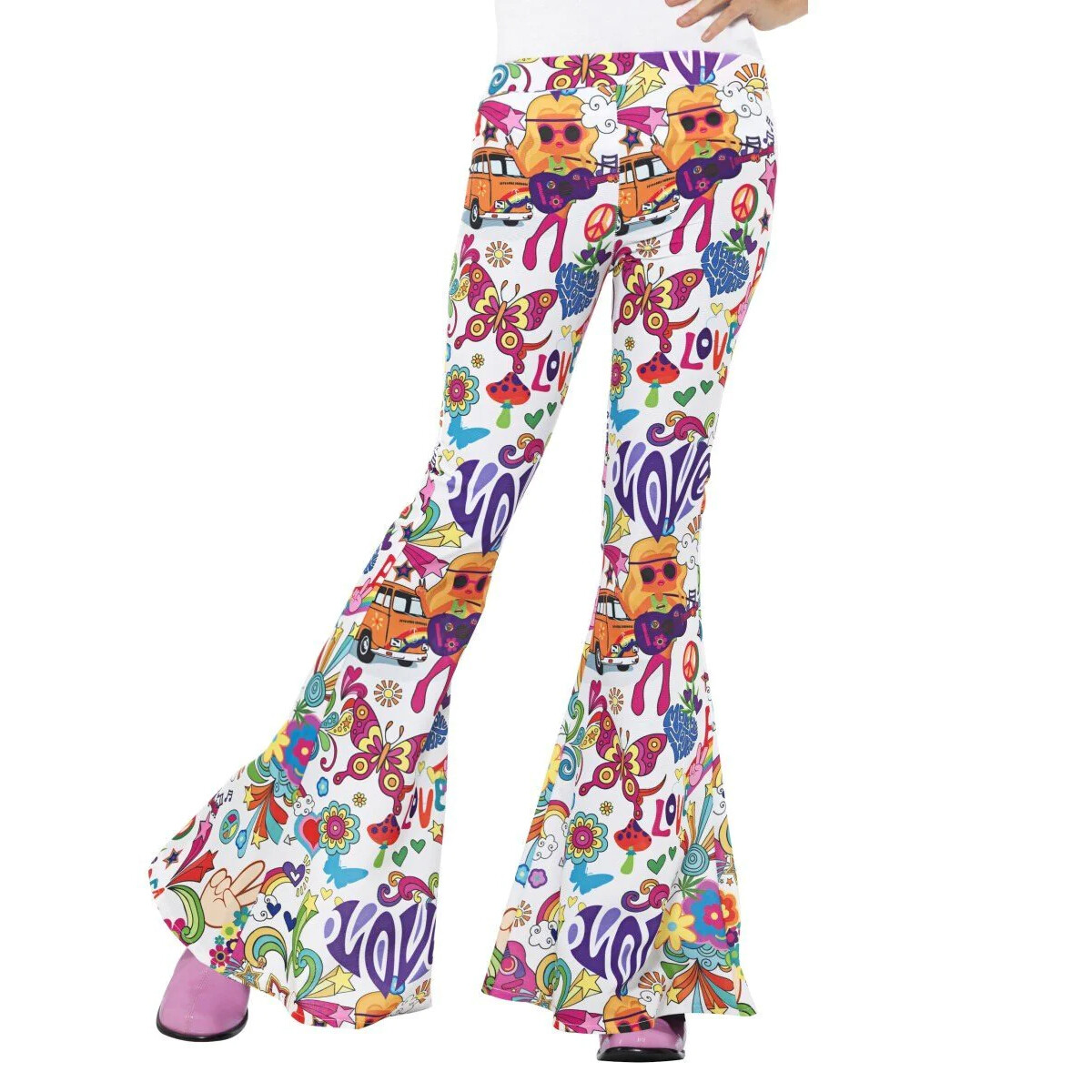 【70s ヒッピー】TREVIRA flare trousers 60s 70s Hippie Groovy Flared Pants Ladies Bell Bottom