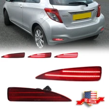 For 2012-2014 Toyota Yaris Red LED Rear Bumper Reflector Tail Brake Signal Light