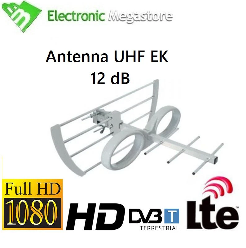 ANTENNA TV DIGITALE TERRESTRE HD MINI UHF 12dB, ANTI INTERFERENZE LTE