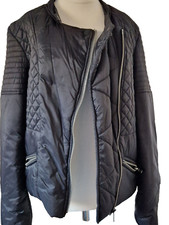 Maison Scotch Black Quilted Biker Jacket Size 3 Uk 12 Womens Worn Once Rrp £320