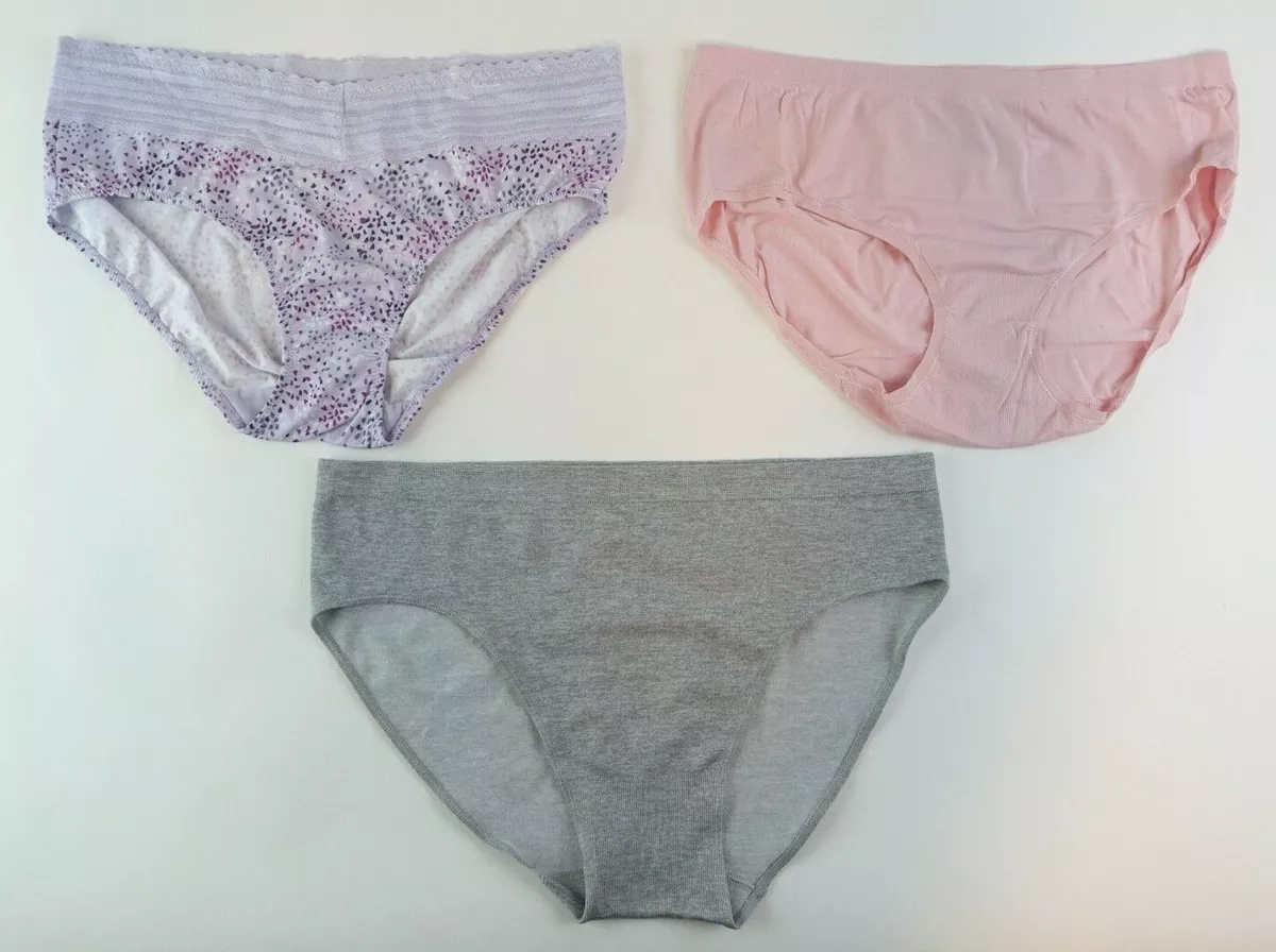 Womens Ladies Lot 3 Hi-Cut Panties 3 Brands Underwear Size XL (8