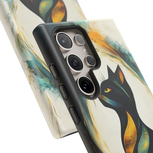 Cat Abstract Yellow Black Phone Case for iPhone, Samsung Galaxy, Pixel - 第 148/240 張圖片