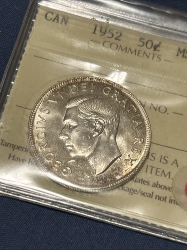 Canada 1952 50 Cent ICCS MS 64 Very  Choice UNC  George VI Unbelievable Colour!