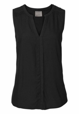 Blusen Top AMBER VERO MODA  Crochet-Details auf den Schultern in dunkelblau
