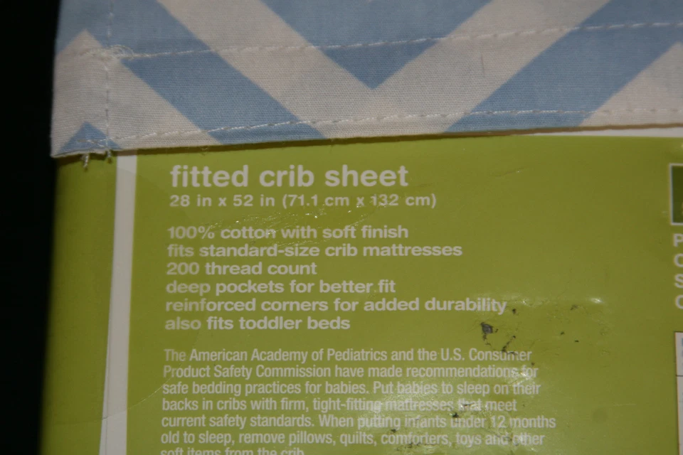 Простыня на резинке для кроватки ребенка ясельного возраста Circo сине-белая с шевроном - Изображение 4 из 4