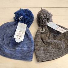 2 Piece NEW Cat  Jack Toddler Boys Fleece Beanie Hat Pom Size 12-24M Shelf3 