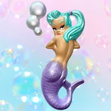 Chalkware Mermaid - Frosted Pink Tail - Bubbles